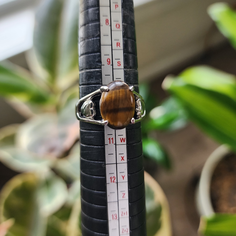 Silver Tiger Eye Stone Women's Ring